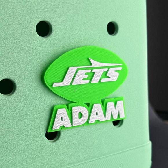 Personalized New York Jets Bogg Bag Name Tag, Jets Bogg Bag Charms - Picture 1 of 6